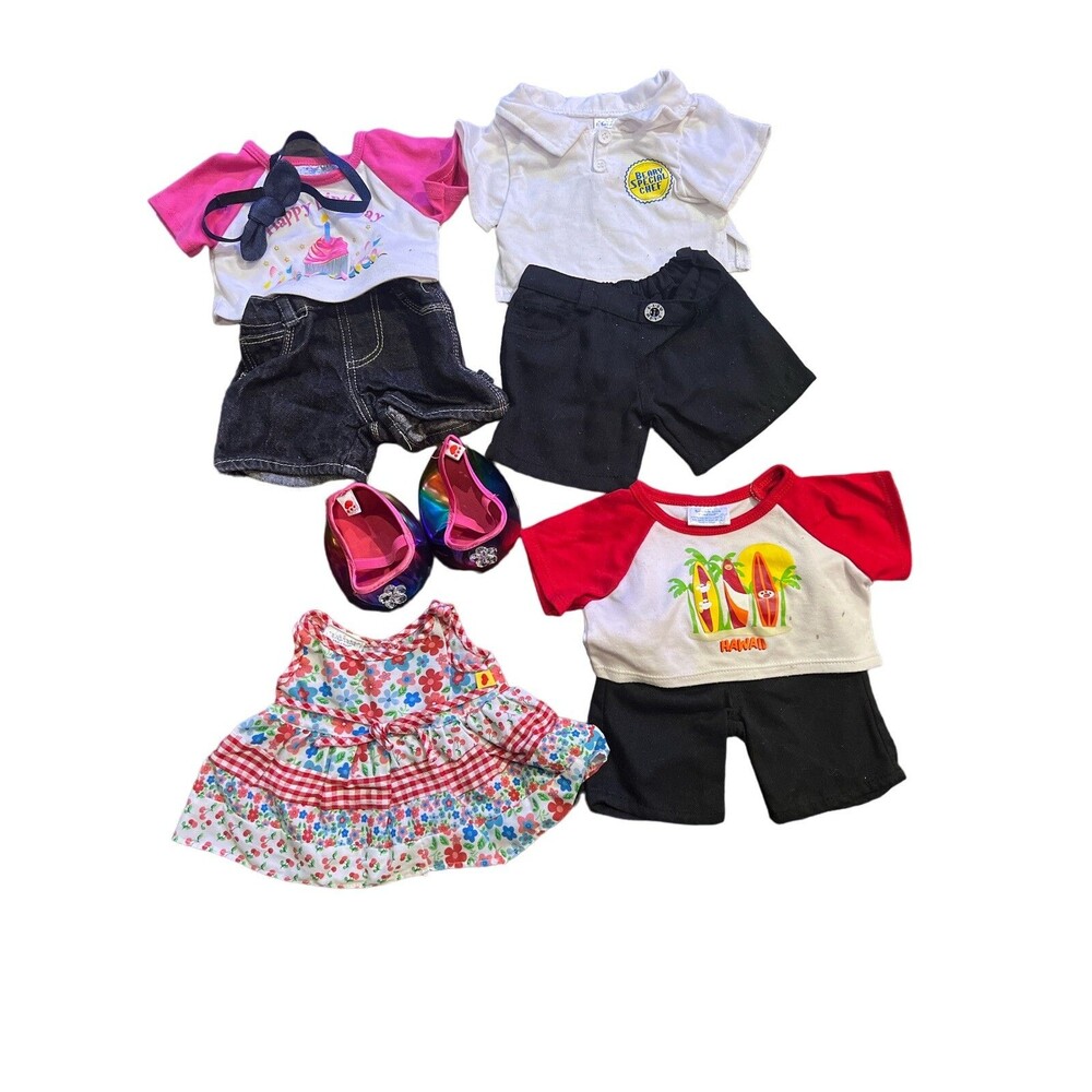 Build A Bear Clothes & Outfits Lot Tops Shoes Pants Shorts 9 Piece Lot